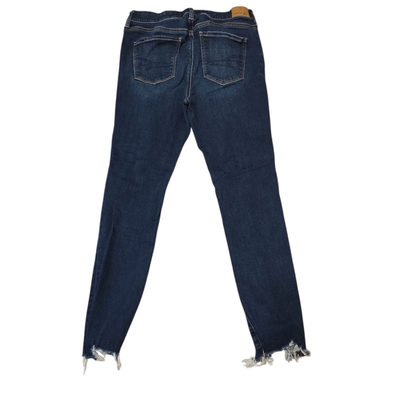 American Eagle Outfitters Women's Ripped Dark Blue Skinny Jeans - Picture 3 of 4